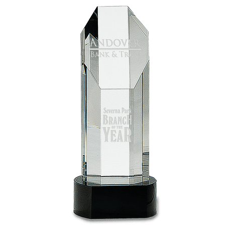 Small Octagon Slant-Top Crystal on  Pedestal Base-AKD Ink