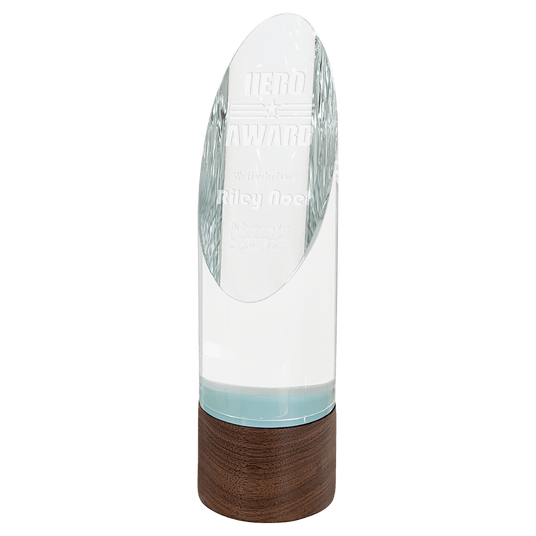 Large Cylinder Sierra Glass with Walnut Base-AKD Ink