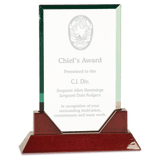 Large Jade Rectangle Prestige Glass with Rosewood Piano Finish Base-AKD Ink