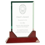 Large Jade Rectangle Prestige Glass with Rosewood Piano Finish Base-AKD Ink