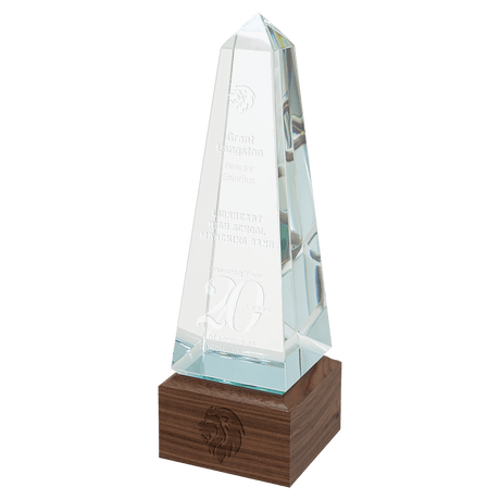 Large Obelisk Sierra Glass with Walnut Base-AKD Ink