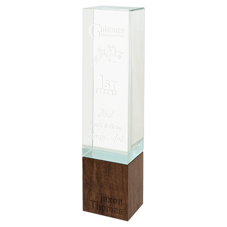 Large Rectangle Sierra Glass with Walnut Base-AKD Ink