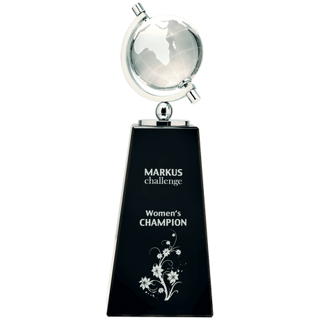 Crystal Spinning Globe on  Pedestal Base-AKD Ink