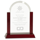 Large Gateway Jade Dome Glass Award with Rosewood Finish Base-AKD Ink