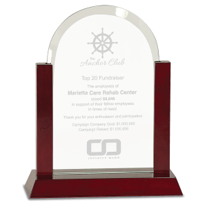 Large Gateway Jade Dome Glass Award with Rosewood Finish Base-AKD Ink