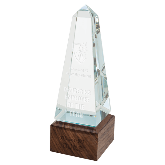 Small Obelisk Sierra Glass with Walnut Base-AKD Ink