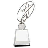 Clear Crystal Award with Silver Metal Oval Star