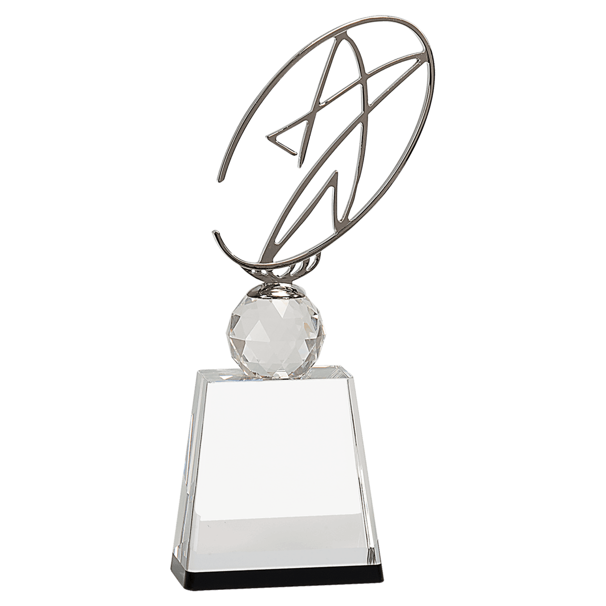 Clear Crystal Award with Silver Metal Oval Star