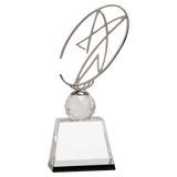 Clear Crystal Award with Silver Metal Oval Star