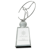 Clear Crystal Golf Award with Silver Metal Oval Figure