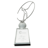 Clear Crystal Golf Award with Silver Metal Oval Figure