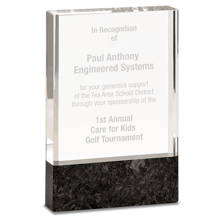 Clear Fusion Crystal Award with Genuine Marble