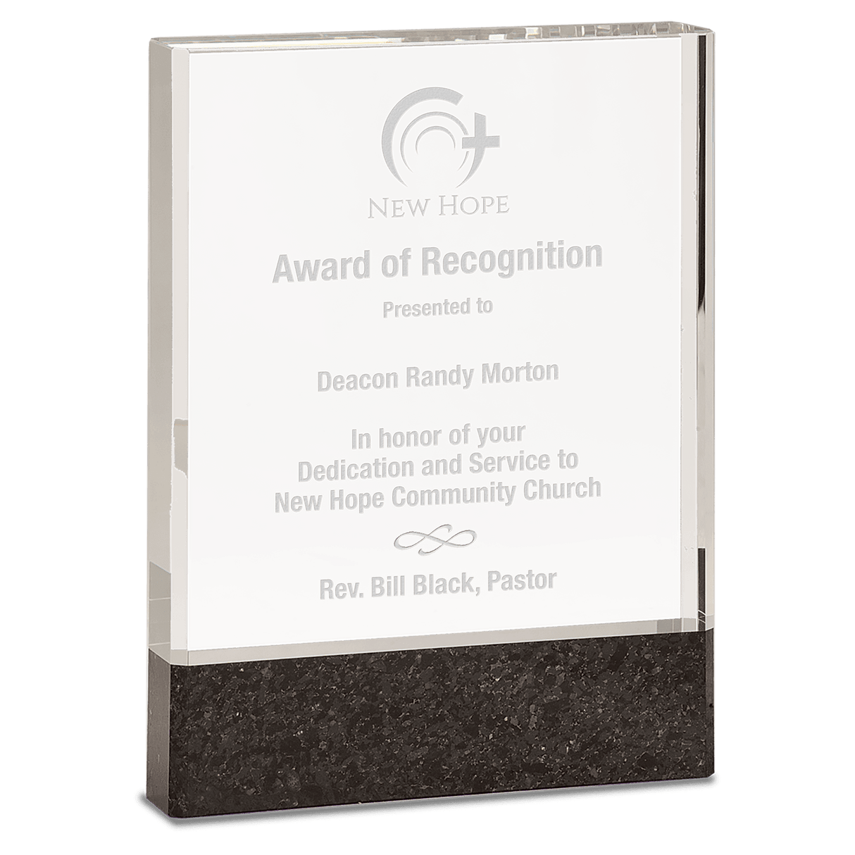 Clear Fusion Crystal Award with Genuine Marble