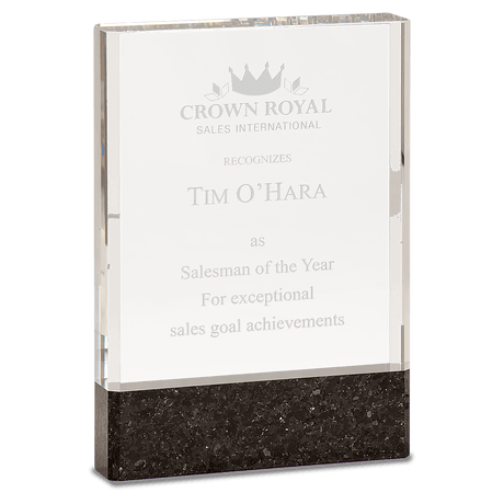 Clear Fusion Crystal Award with Genuine Marble