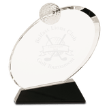 Clear Crystal Oblong Golf Award on Crystal Base