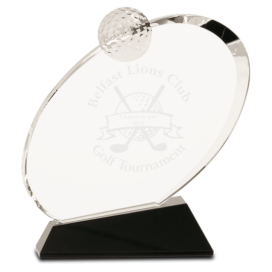Clear Crystal Oblong Golf Award on Crystal Base-AKD Ink