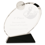 Clear Crystal Oblong Golf Award on Crystal Base