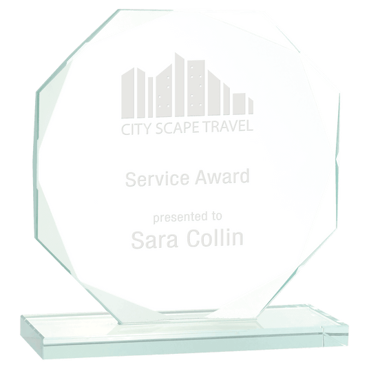 Personalized Octagon Jade Glass Award-AKD Ink