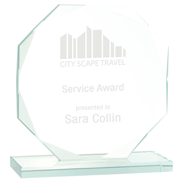 Personalized Octagon Jade Glass Award-AKD Ink