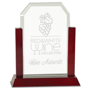 Gateway Jade Clip Corner Glass Award with Rosewood Finish Base