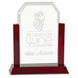 Gateway Jade Clip Corner Glass Award with Rosewood Finish Base