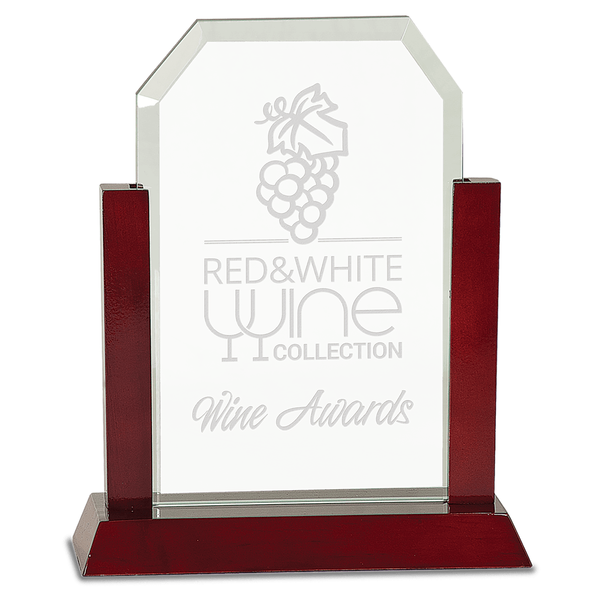 Gateway Jade Clip Corner Glass Award with Rosewood Finish Base