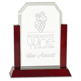 Gateway Jade Clip Corner Glass Award with Rosewood Finish Base