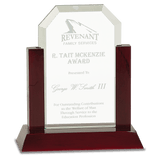 Gateway Jade Clip Corner Glass Award with Rosewood Finish Base