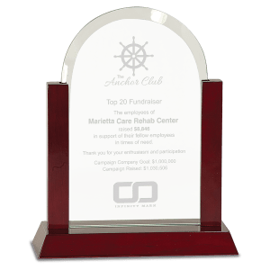 Gateway Jade Dome Glass Award with Rosewood Finish Base