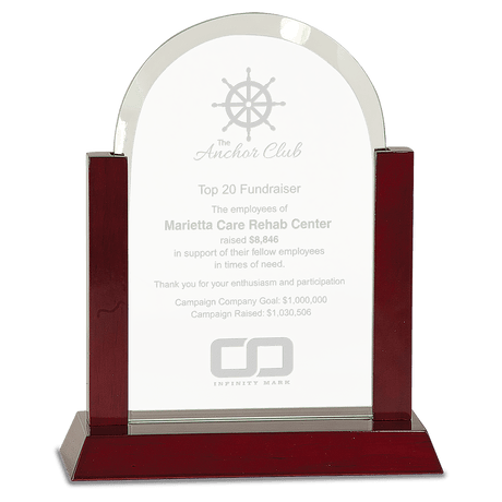 Gateway Jade Dome Glass Award with Rosewood Finish Base