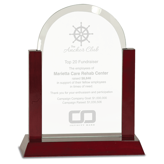 Gateway Jade Dome Glass Award with Rosewood Finish Base-AKD Ink