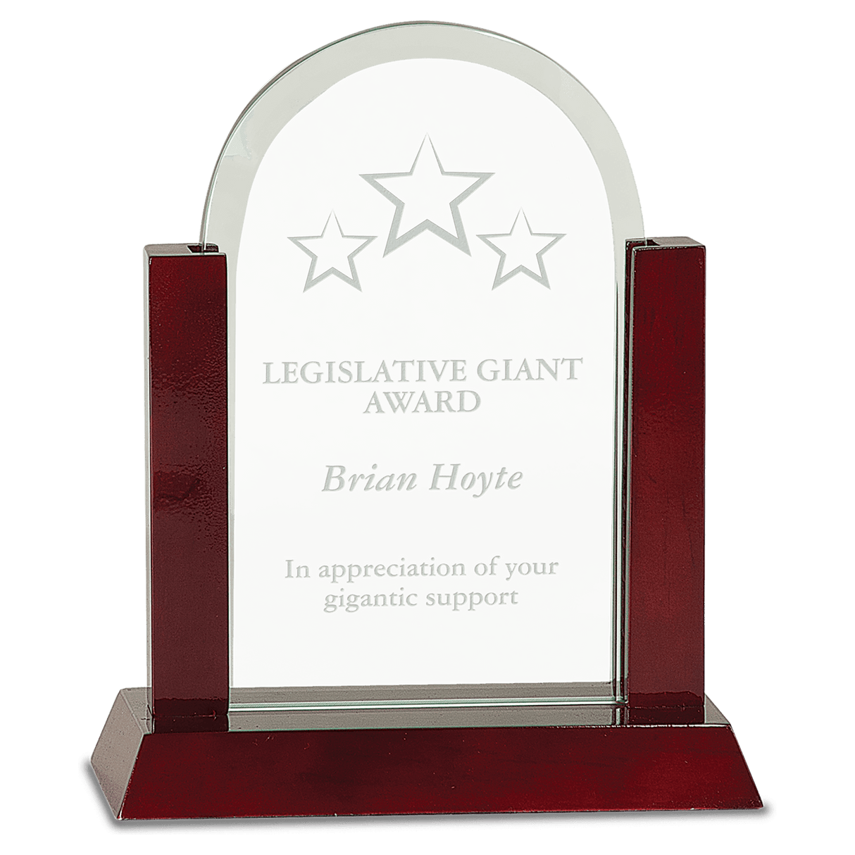 Gateway Jade Dome Glass Award with Rosewood Finish Base