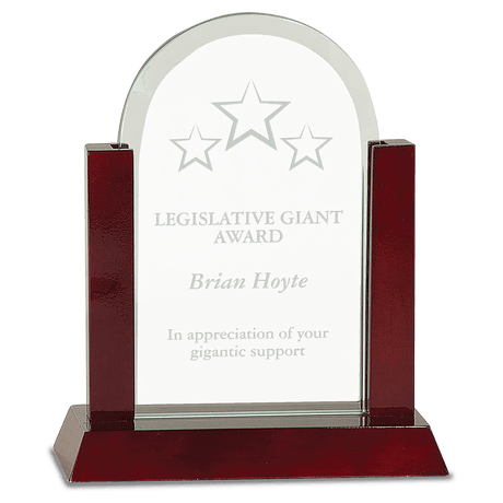 Gateway Jade Dome Glass Award with Rosewood Finish Base