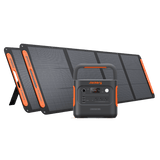 Jackery Solar Generator 2000 v2 portable power station with multiple charging ports and digital display, black and gray design.