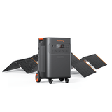 Jackery Explorer 5000 Plus portable power station with multiple outlets and digital display, outdoor use, black and gray design