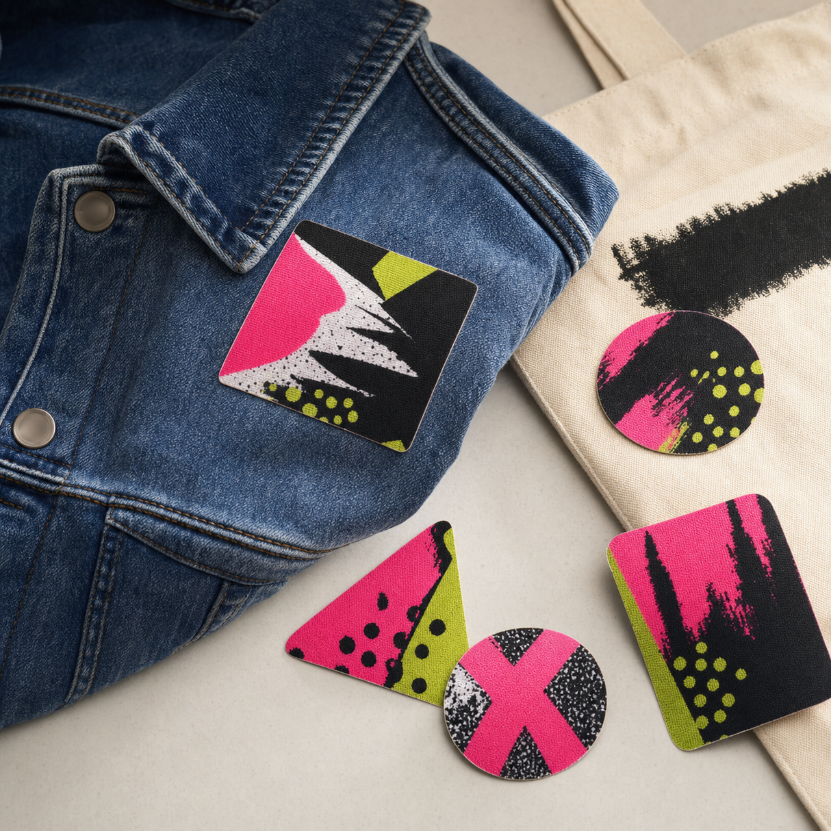 Custom fabric stickers product mockup