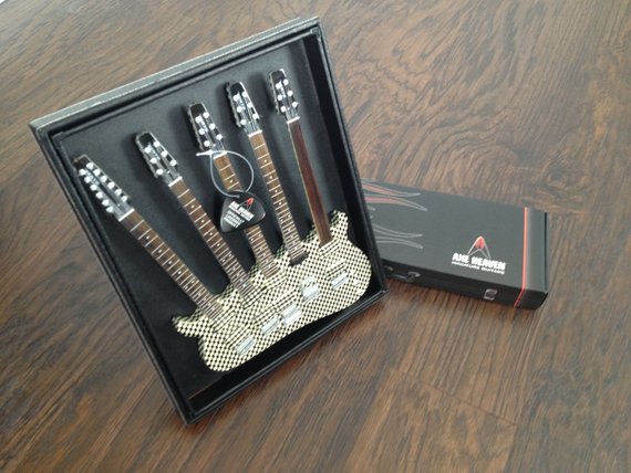 RICK NIELSEN™ Five-Neck Checkered Mini Guitar Replica Collectible - Officially Licensed