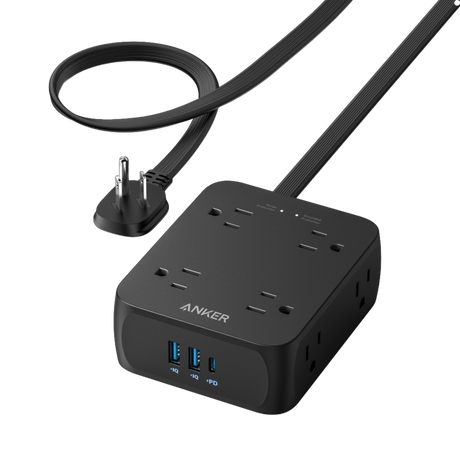 Anker 341 USB charging power strip with multiple USB ports and compact design for convenient device charging.