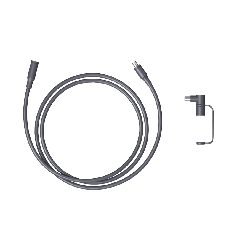 Jackery DC extension cable for solar panel, flexible black cable with connectors, used for expanding solar power setup.