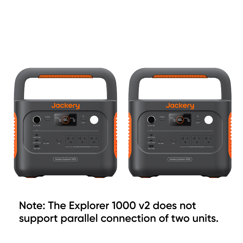 Jackery Explorer 1000 v2 portable power station with multiple charging ports and digital display for backup energy.