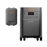 Jackery Explorer 5000 Plus portable power station with multiple outlets and digital display, set against a neutral background.