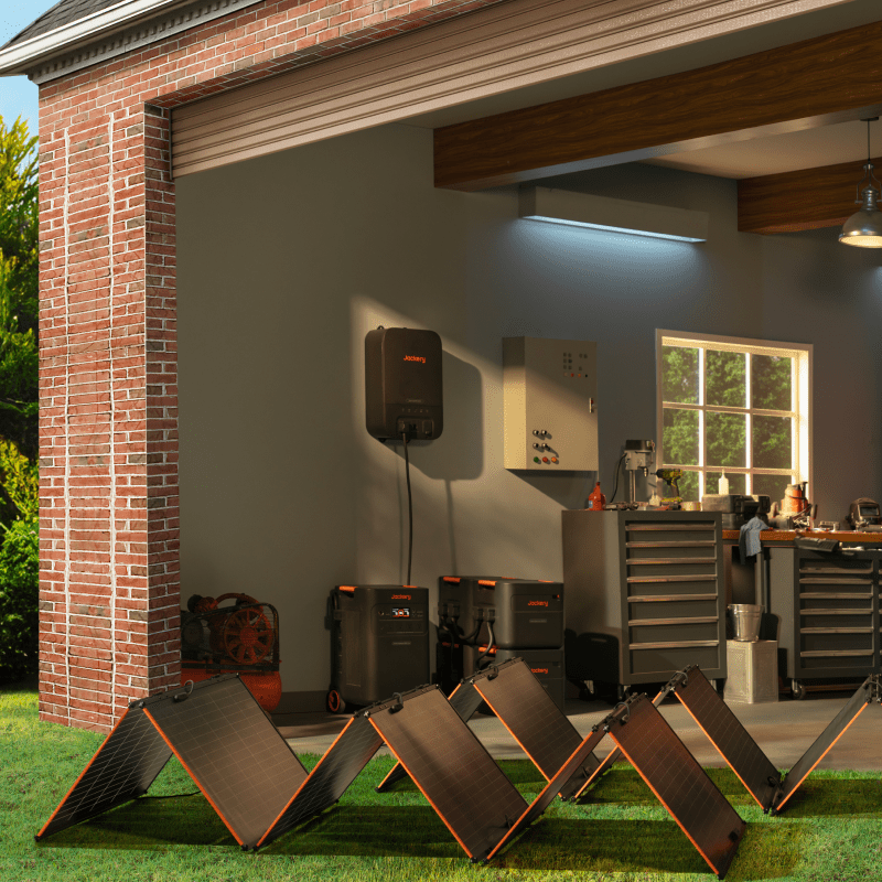 Refurbished Jackery Explorer 5000 Plus whole-home backup kit with 20kWh capacity, portable power station and accessories.