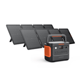 Jackery Solar Generator 1000 Plus with multiple outlets and solar panels, portable power station for outdoor and emergency use.
