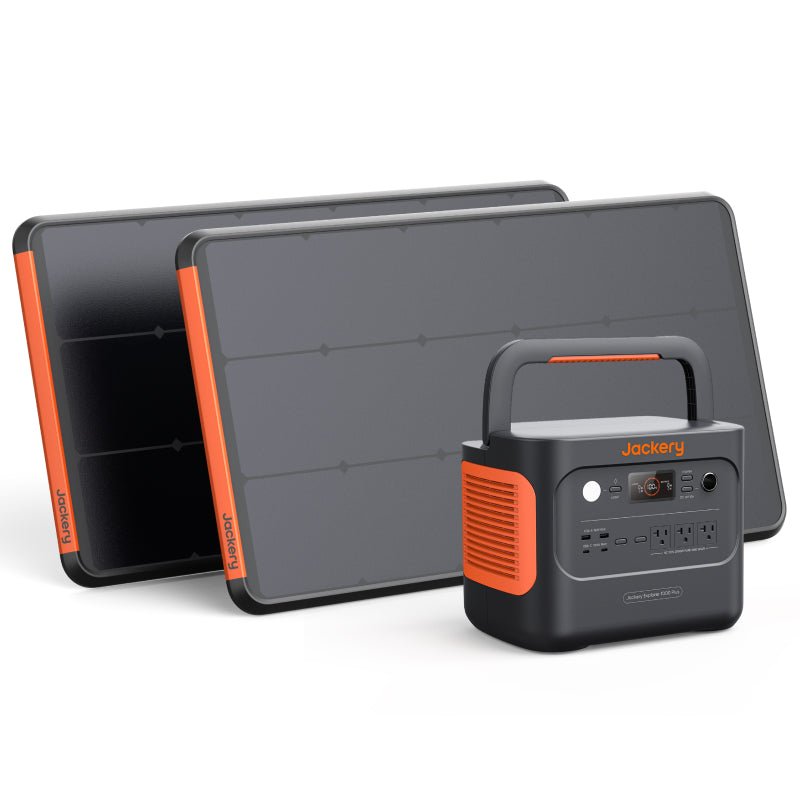 Jackery Solar Generator 1000 Plus kit with portable power station and solar panels for outdoor energy solutions.
