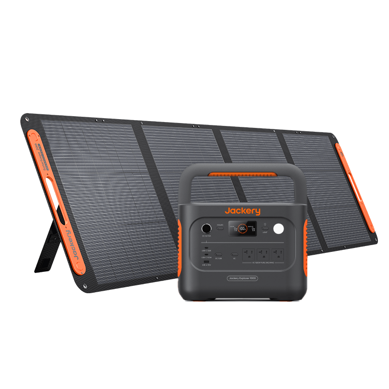 Jackery Explorer 1000 V2 portable power station with solar generator and multiple ports for outdoor and emergency use