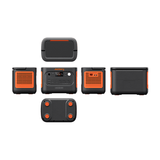 Jackery Solar Generator 1500 v2 with solar panels and digital display showing power output, portable and compact design.