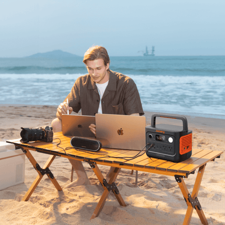 Jackery Solar Generator 300 v2 portable power station with solar panels and multiple output ports for outdoor energy needs
