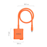 Jackery Solar Panel Connector for handbags, showing a close-up of the portable connector device used with solar panels.