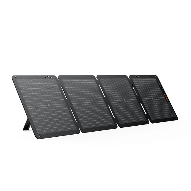 Jackery SolarSaga 100 Air portable solar panel with foldable design and multiple charging ports for outdoor solar power generation.
