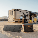 Jackery SolarSaga 40 Air portable solar panel outdoors, showing its compact design and foldable structure for solar energy collection.